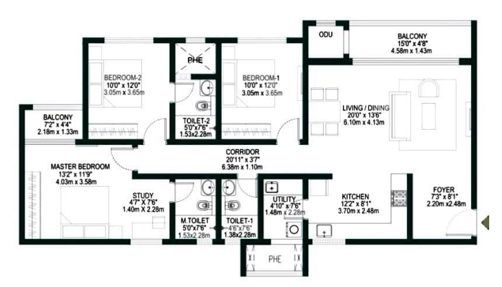 Godrej Park Retreat 3 BHK LUXE Floorplan