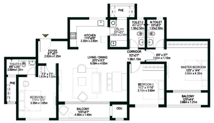 Godrej Park Retreat 3 BHK premium Floorplan